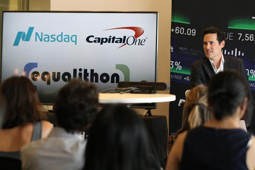 Hugues Seureau, Essteem's Co-founder and CEO, at a previous Equalithon with Nasdaq and Capital One 